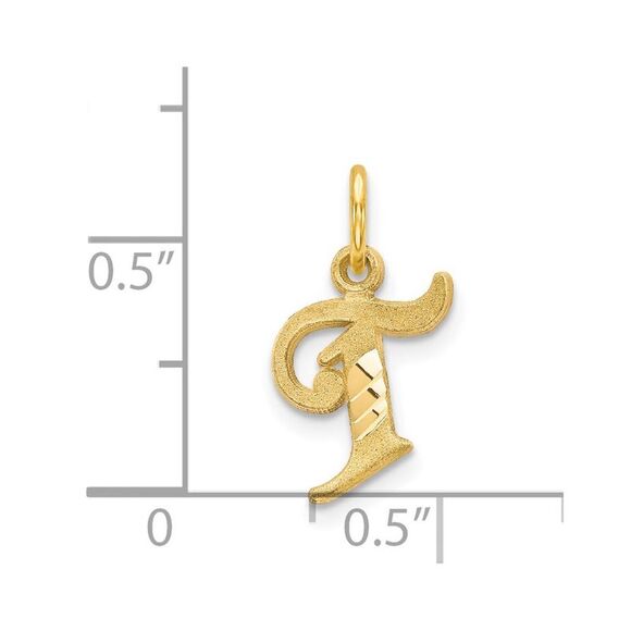 14k Yellow Gold, Isabelle Collection, Mini Letter T Initial Charm - Picture 4 of 5